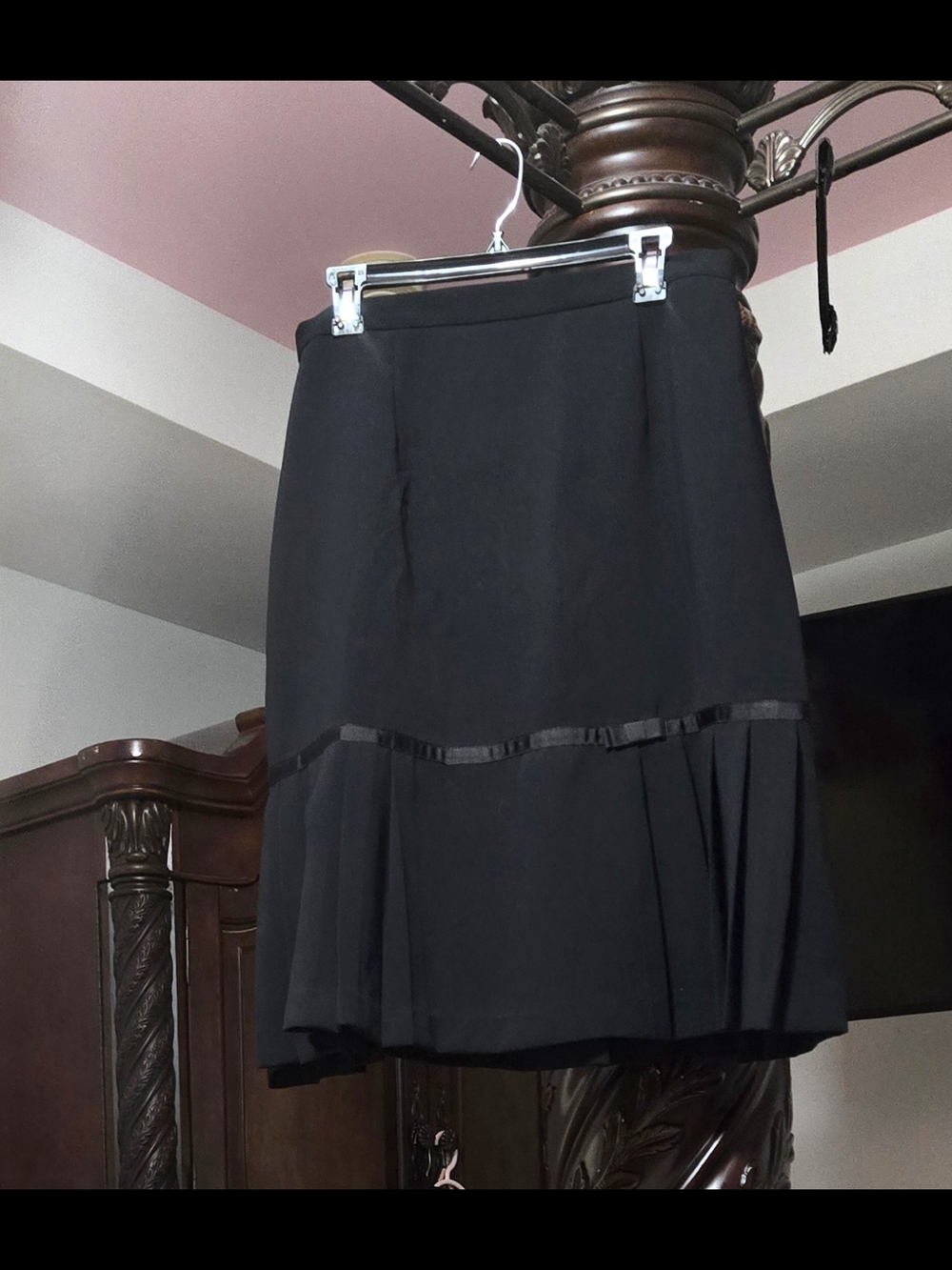 Dress Barn Black A-Line Skirt with Pleated Panel